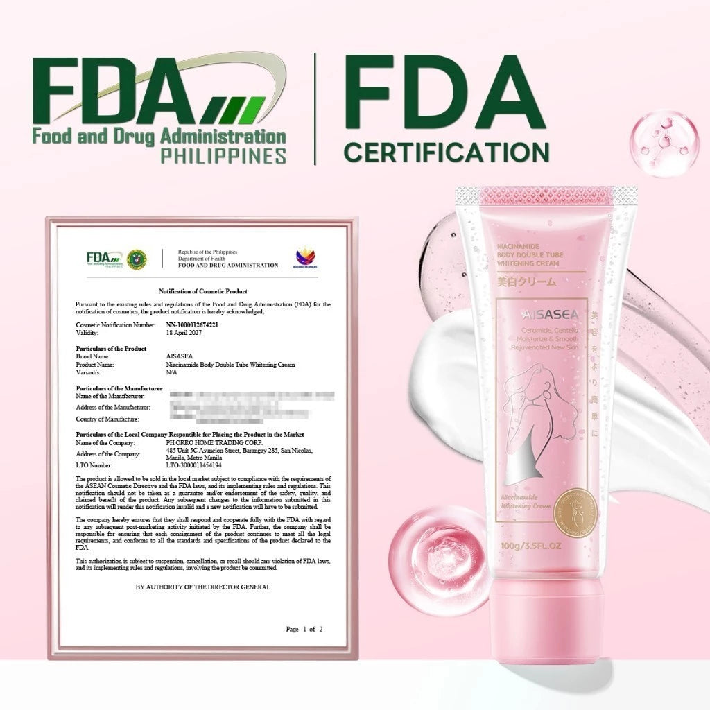 AISASEA Niacinamide Double Tube Whitening Body Lotion 100g | Instant Brightening Cream