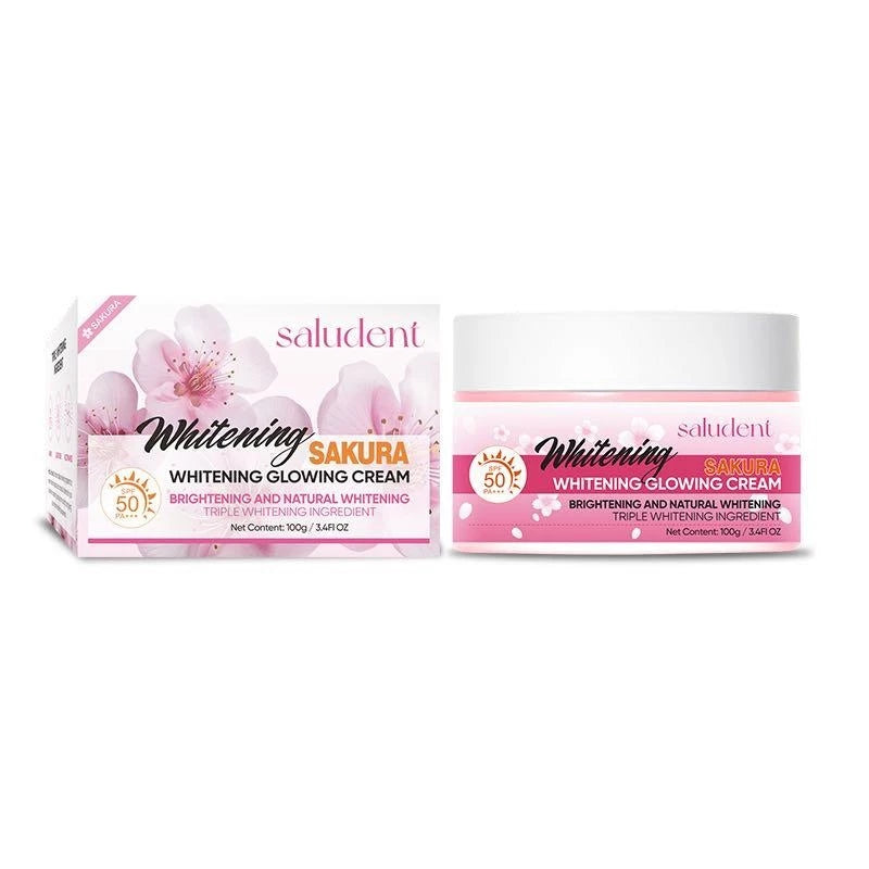 Saludent Whitening Facial Cream Nicotinamide Glutathione Arbutin Glowing Sakura Cream SPF50 PA+